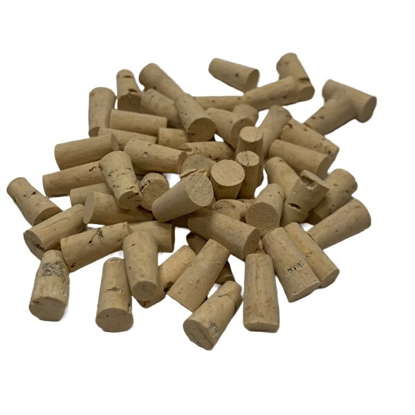 Small natural tapered cork stoppers, size is RL0